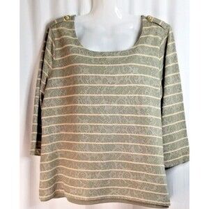 Chico's Women's Top  Stripe Design Metallic Thread Chico's Size 2 or Size LARGE